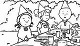 Picnic Coloring Pages Caillou Family Printable Getcolorings Wecoloringpage sketch template