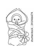 Baby Blanket Coloring Wrapped Pages Template Newborn sketch template