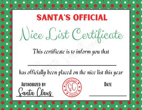 adorably cute santa nice list certificates cassie smallwood