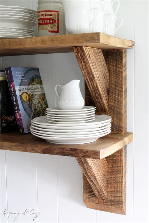 keeping  cozy reclaimed wood kitchen shelves