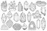 Coloring Pages Crystals Gems Doodle Drawings Crystal Doodles Drawing Minerals Simple Clipart Stones Precious Sketch Journal Bullet Gem Mineral Outline sketch template