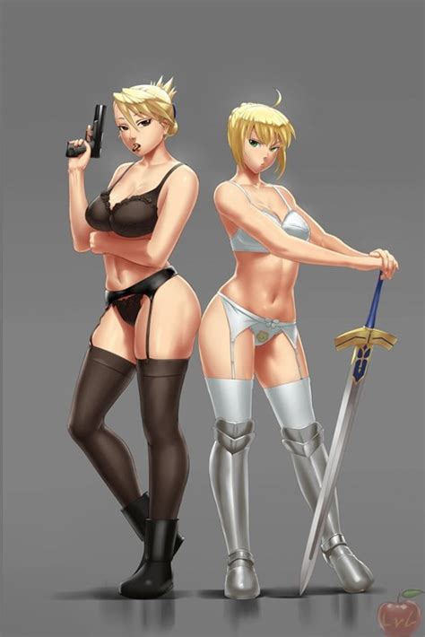 riza hawkeye and saber in sexy lingerie rule34 sorted
