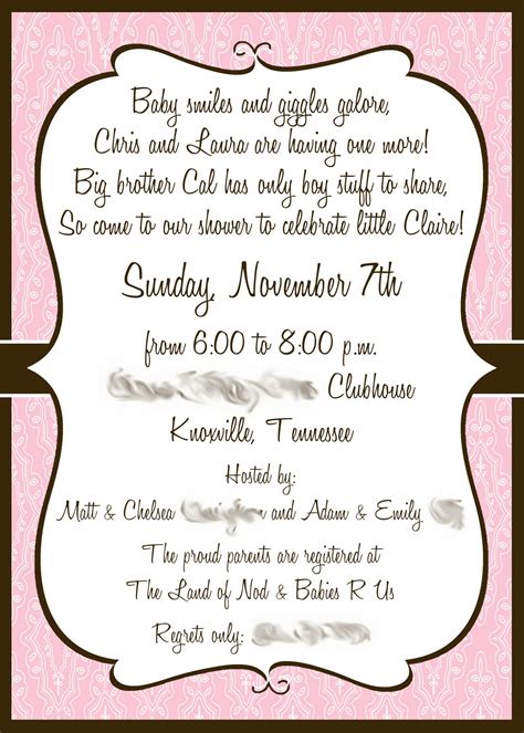 alicias delightful designs  dainty pink baby shower invitation