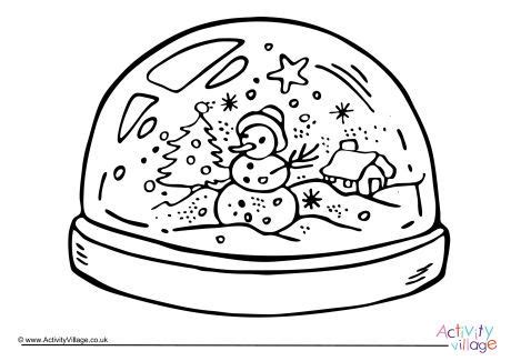 snowglobe colouring page coloring pages snow globes color