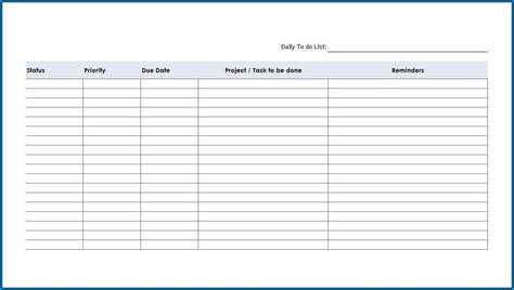 printable daily task list template