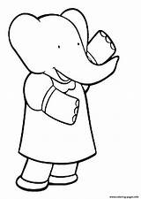 Babar Coloring Cartoon Pages Kids Printable sketch template