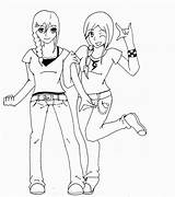 Sisters Twin Coloring Pages Sister Girls Anime Big Colouring Print Deviantart Popular Comments Friends Coloringtop Pdf sketch template