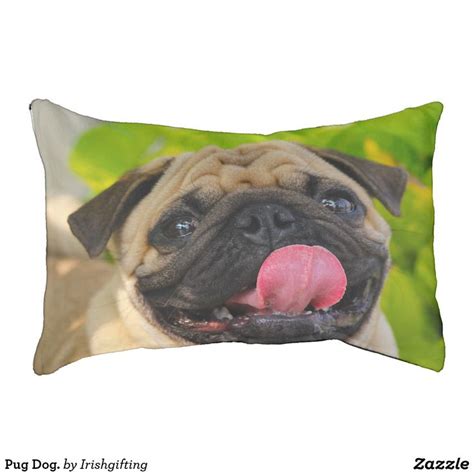 pug dog   tongue hanging   shown   rectangular pillow case