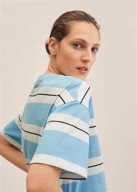 striped cotton  shirt women mango usa