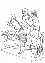 Coloring Donkey Mary Pages Bible Story Joseph Bethlehem Egypt Flight Into Color Near Pulling Tocolor sketch template