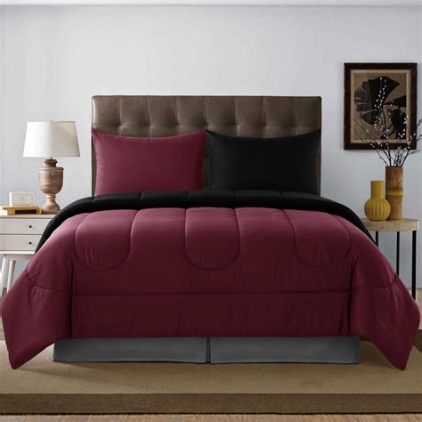 solid reversible black burgundy 2 piece twin xl comforter set