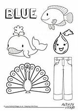Blue Pages Colour Things Colouring Coloring Collection Color Preschool Worksheets Activity Toddlers Activities Colors Activityvillage Objects Sheets Kids Kindergarten Red sketch template