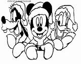 Christmas Goofy Coloring Printable Donald Mickey sketch template