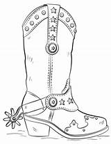 Cowboy Boot Coloring Boots Drawing Pages Hat Draw Line Printable Crafts Shoes Template Cowgirl Kids Western Supercoloring Outline Clip Adult sketch template