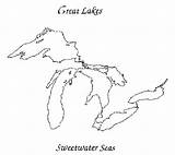 Lakes Great Coloring Template Michigan sketch template