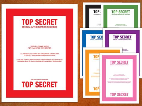 top secret classified document cover sheets printable  etsy