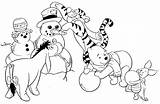 Coloring Pages Pooh Winnie Snowman Winter Christmas Family Disney Friends Tigger Printable Print Color Tinkerbell Colouring Frosty Neverland Bear Sheets sketch template
