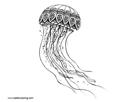jellyfish coloring pages sketch  printable coloring pages