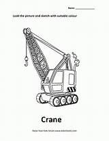 Crane Coloring Worksheet Colouring Vehicles Coloringhome sketch template