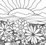 Garden Coloring Flower Scenery Sun Sheet Background Beautiful Pages Touch Flowers Color Add sketch template