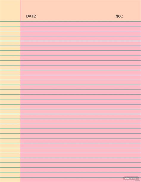 colorful lined notebook paper template  illustrator word psd pages  google docs