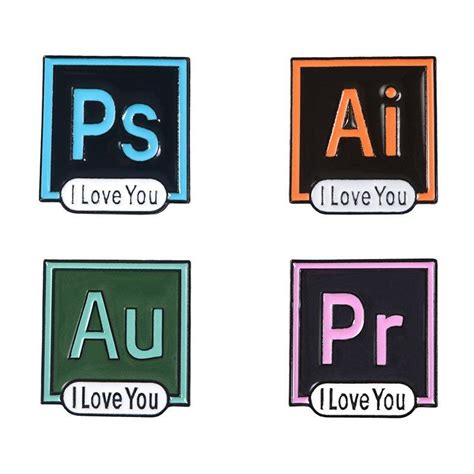 Ps Ai Enamel Pins I Love You Photoshop Illustrator Badges