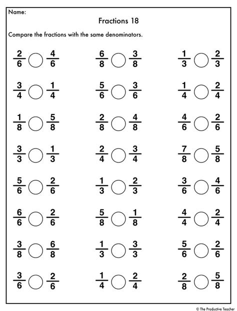 fraction worksheets  printable