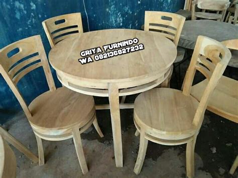 meja makan minimalis jati bundar griya furnindo