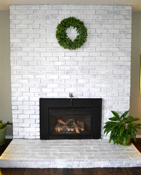 fireplace whitewash  white trim  farmhouse