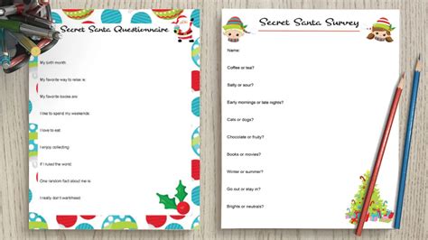 printable secret santa questionnaire secret santa survey