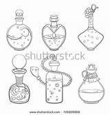 Potion Bottles Potter Potions Poison Magique Fiole Colorier sketch template