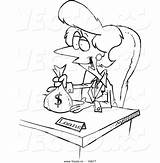 Bank Teller Banker Coloring Clipart Cartoon Pages Female Sketch Template Drawing Loan sketch template