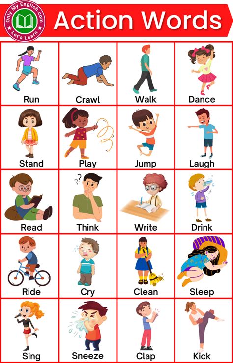 action verbs list  elementary students