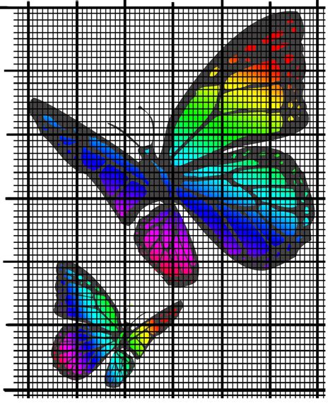 rainbow butterflies cross stitch    variegated threads