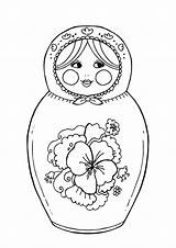 Russian Dolls Coloring Pages Doll Getcolorings Getdrawings Drawing sketch template