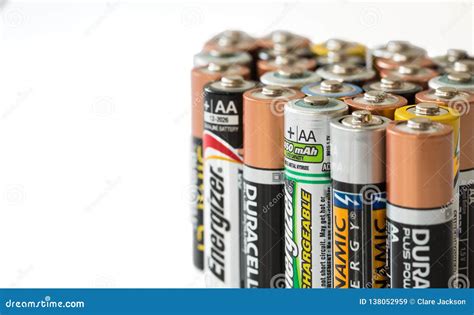 pile  assorted disposable batteries  recycling editorial stock image image  charge