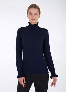 merino ruffle knit top dark bluen arctic affair