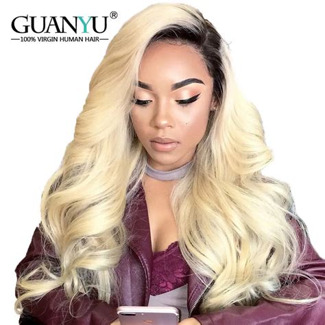Guanyuhair Ombre 1b 613 Blonde Pre Plucked Body Wave Peruvian Remy