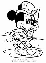 Coloring Color Mouse Mickey Numbers Pages Printable Kids sketch template