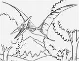 Pteranodon Jurassic Reptile Volcano sketch template