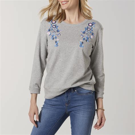 basic editions womens sweatshirt floral