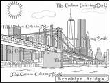 Coloring Bridge Brooklyn York City Skyline sketch template