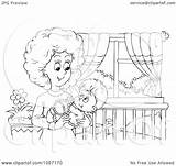 Coloring Holding Mom Baby Outline Her Nursery Clip Illustration Pages Clipart Royalty Bannykh Alex Template sketch template