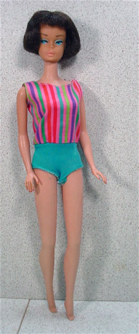 Mattel 1965 Brunette American Girl Barbie Peach Lips Fourty Fifty