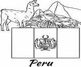 Flag Coloring Pages Peru Alpaca Printable sketch template