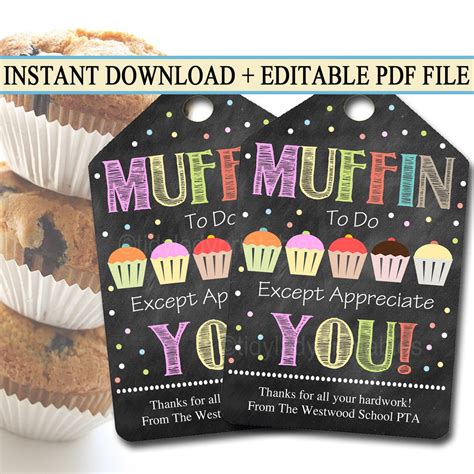 school muffins  mom invite set  gift tag template tidylady