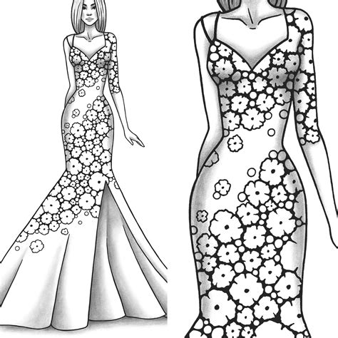 adult coloring page fashion and clothes colouring sheet model etsy