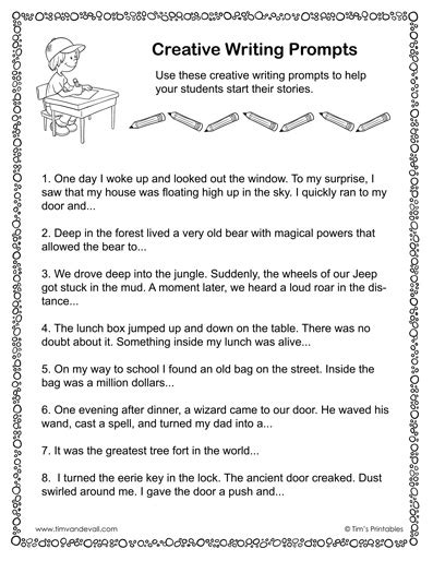 creative writing prompts sheet tims printables