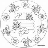 Mandala Bee Primavera Bienen Crafts Ausmalbilder Mandalas Preschoolactivities Bambino Zdroj Pinu Animali sketch template
