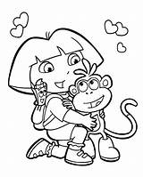 Dora Coloring Printable Pages Kids Birthday Monkey 4kids Sheets Explorer sketch template